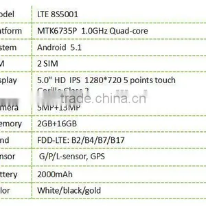 LTE8S5001 5.0" Super Slim High End Cheap Mobile Phone Wholesale thumbnail-2