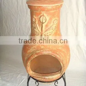 Clay Chimney With Metal Stand, Fire Shelf and Lid thumbnail-1