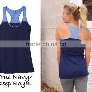 Wholesale Sports Apparel Custom Made Oem Two Tone Workout Racerback Simple Tank Breathable Wholesale Fitness Clothing thumbnail-3