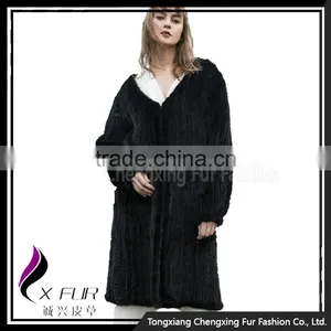 CX-G-A-49A Ladies Hand Knitted Mink Fur 2017 New Coat thumbnail-6