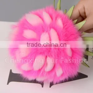CX-R-47 New Design Promotional Fur Ball Car Keychain Fox Fur Pompons thumbnail-2