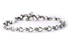 Silver Bracelets, Heart Bracelets, CZ Studed Bracelets. thumbnail-1