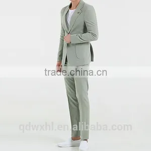 Bespoke One Button Light Green Blazers Business Man Suit thumbnail-1