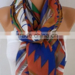 Southwestern Scarf Bohemian Scarf Aztec Scarf Tribal Scarf Shawl Multicolor Cotton Scarf Gift Ideas For Her Women Fashion Access thumbnail-4