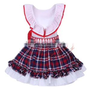 Tartan Crop Top and Skirt Set Spanish Baby Clothing thumbnail-3