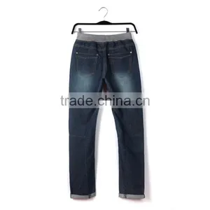 Guangzhou Jean Manufacturer Hot Sale Cropped Eco-friendly Fashion Custom Kids Denim Jean With Elastic thumbnail-2