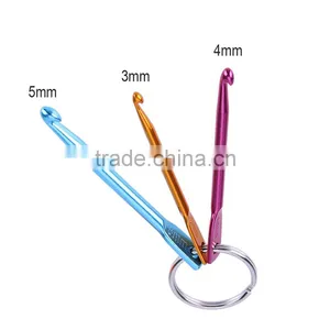 Charmkey Metal Key Ring 3pcs Corchet Hook Set Multicolor Mini Aluminum Crochet Hook for Crafts thumbnail-1