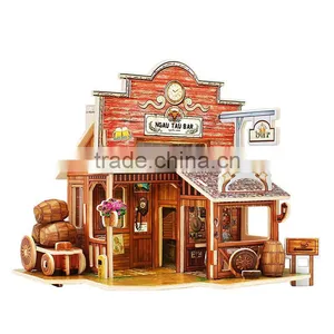 DIY Wood Assembling Toys Wooden Model Of Three-dimensional 3D Puzzle Educational Toys for Children Castle Model Jigsaw Puzzle thumbnail-6
