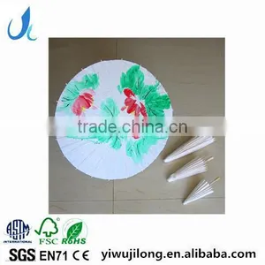 Asian Style Elegant Mini Handcrafted Wooden White Paper Umbrella thumbnail-1