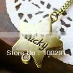 Free Shipping !! Wholesale 10 Pcs Personality Bronze Flip Lucky Star Pocket Watch WT124 thumbnail-1