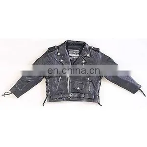 Cowhide Leather Classic Jacket Kids Biker Size Black Color thumbnail-1