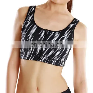 Moisture Wicking Soft Yoga Wear Print Cotton Sports Bra With Band#S150026 thumbnail-1