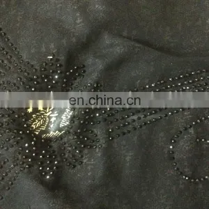 Black Colour Lycra (Stretchable) With Printed Satin & Net / Latest Fashionable Diamond Stone Work Stylish Burkha (dubai Abaya) thumbnail-5
