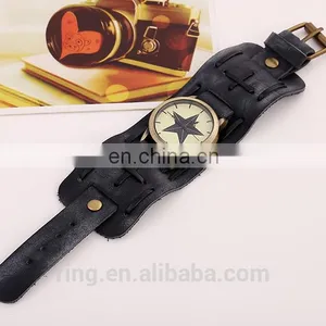 Men Vintage Trend Hand Watch Waterproof Back Leather Wide Strap Wrist Watch thumbnail-6
