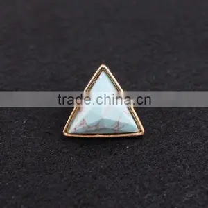 Fashion Triangle Turquoise Gemstone Inlay Gold Ring for Girls thumbnail-2