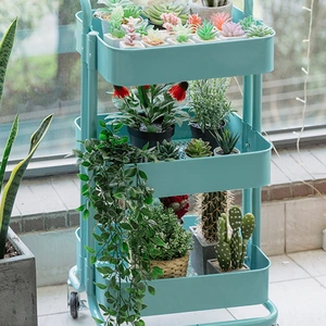 Stainless Steel Vegetable Trolley Household Carbon Steel Kitchen Cart With Baskets thumbnail-3