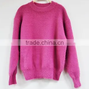 Pink Roll Neck Knitted Mink Hair Sweater for Girls thumbnail-3