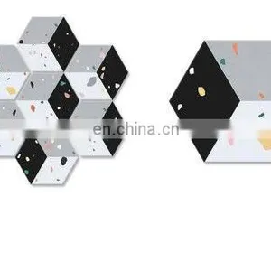 Nordic Retro Art INS Style Bathroom Background Wall Black and White Non-slip Hexagonal Tiles 200 * 230 Floor Tiles thumbnail-3