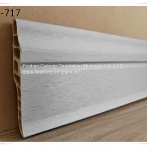 Wood Plastic Pvc Baseboard Bamboo Wood Fiber Baseboard Moisture-proof Waterproof Plastic Baseboard Black White Gray Wood Grain thumbnail-3