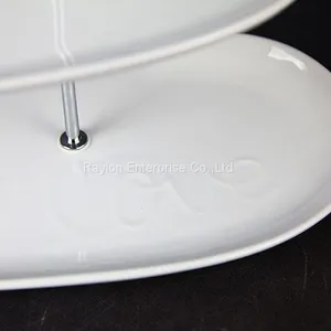 Plain White Heart-shaped Ceramic Plates 3-tiers Set thumbnail-4