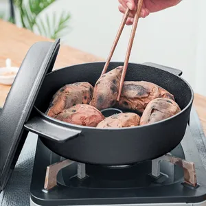 Roast Sweet Potato Pot Household Cast Iron Roast Dish Barbecue Frying Pan Pre-seasoned Potato Casserole Dutch Oven Cookwares thumbnail-3