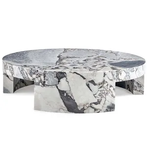 Creative Designer Italian Luxury Marble Coffee Table - Minimalist Natural Stone Living Room Furniture thumbnail-2