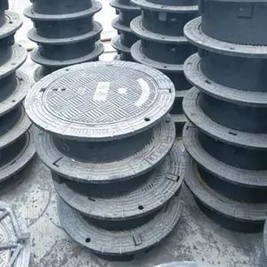 Round Ductile Iron Manhole Cover EN124 D400 E600 F900 Black Durable Road Safety Waterproof (Customized Size) thumbnail-4