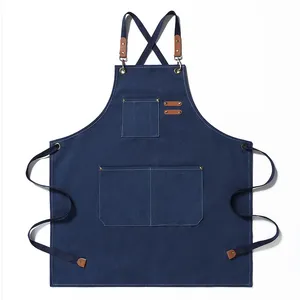 Custom Cooking Baking Tool Pocket Kitchen Chef Canvas Apron With Custom Logo thumbnail-5