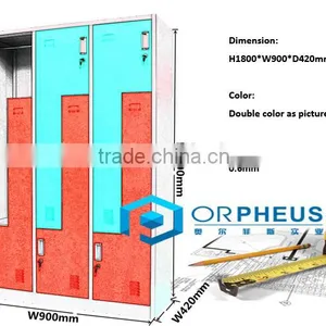 Durable Body L Shape Double Color Metal Workplace Lockers thumbnail-5