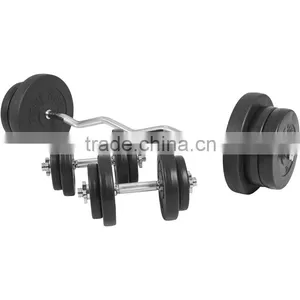 Plastic-coated Cement Plates EZ Curl Dumbbell Set thumbnail-1