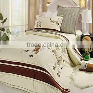 Embroidery People Life Bedding Cotton Child Duvet Cover Bed Set 205TC In Cream Color thumbnail-1