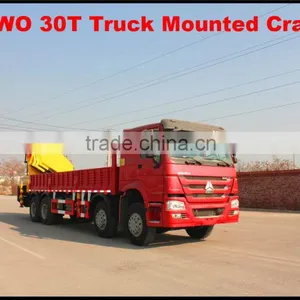 2015 Hot Sale Low Price Howo 8*4 290hp 30Ton Truck Mounted Crane for Sale Made in China thumbnail-1