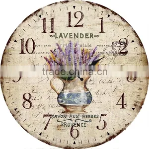 Country Style Round Wall Clock Made of Wood in Factory Price thumbnail-1