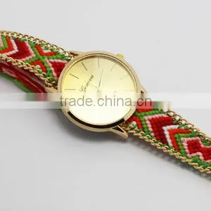 Fashion Cheap Interchangeable Fabric Woven Strap Watch thumbnail-1