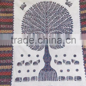 Beautiful Jaipuri Hand Block Printed Hand Embroidered Bed Cover With Kantha Work thumbnail-2