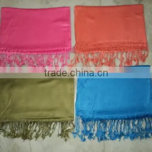 100% VISCOSE SOLID COLOR PASHMINA SHAWLS thumbnail-1