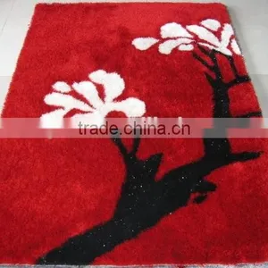 Korea Shaggy Carpet Rose Shape Red Silk Carpet, Mat,rug for Door thumbnail-1