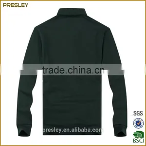 High Quality Green Long Sleeve Men Polo T-shirt With Stand Collar thumbnail-3