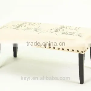 Solid Wood Style Home Furniture Fabric Foot Stool / Wooden Shoe Stool Bench (KY-3038) thumbnail-1