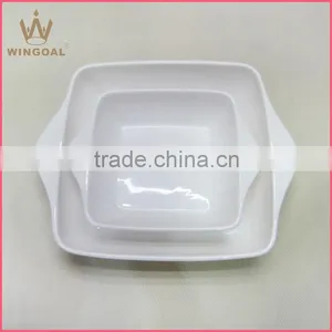 Pure White Square Ceramic Ovenware With Ears thumbnail-1