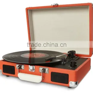 PU Leather Suitcase Record Player Retro Vintage Vinyl Turntable New thumbnail-1