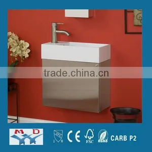 Simple European Solid Wood Bathroom Cabinet With Marble Countertop thumbnail-1