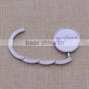 Customized Logo Promotion Round Foldable Bag Hanger / Holder With Epoxy Sticker thumbnail-4