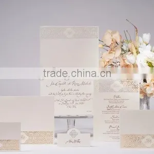Intricate Laser Cut Lace White Personalised Luxury Wedding Day Invitation thumbnail-1