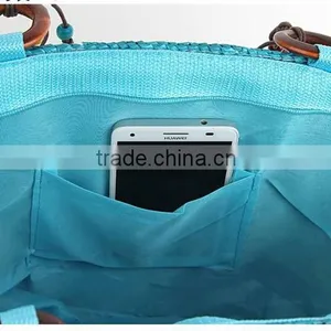 Fashion Lady Straw Tote Bag Beach Bag thumbnail-6