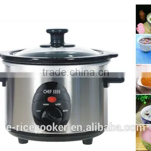 Mini Stainless Steel Outer Body Electric Slow Cooker Ceramic Inner Pot thumbnail-2