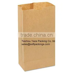 Receclable Latest Design Paper Bag, Natural Kraft Paper Flat Bottom Bag, Manufacturers Cheap Take Away Fast Food Paper Bag thumbnail-1