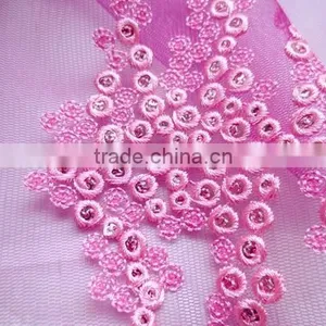 2015 Fushia French Lace With Sequins for Lady Cotton French Net Lace thumbnail-2