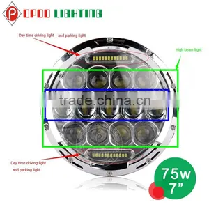 Jeep Headlight, High Low Beam 7 Inch 75w Led Jeep Headlight thumbnail-1