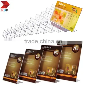 China Gold Supplier 8.5 x 11 Acrylic Sign Holder for Tabletops, Bottom Insert, T-style - Clear thumbnail-3